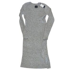 Abercrombie & Fitch Ribbed Sweater Midi Dress Gray Long Sleeve‎ Side Slit Size L